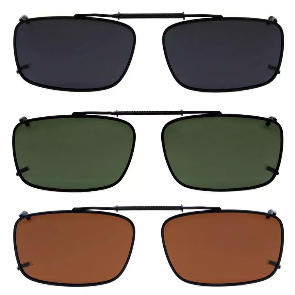 3 Pack Clip on Polarized Sunglasses C61(54MMx34MM)eyekeeper.com