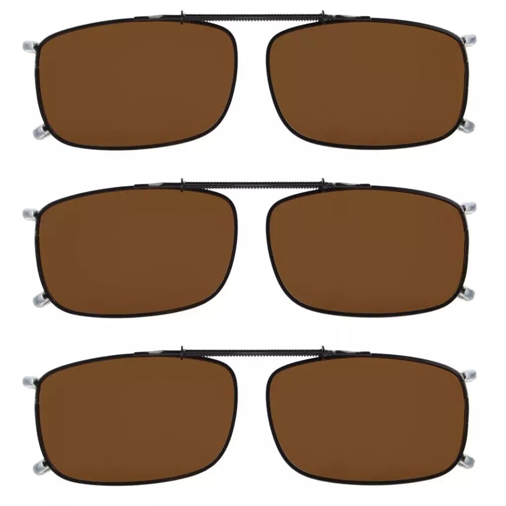 3 Pack Polarized Clip on Sunglasses with Spring Draw Bar C63 (54MMx34MM)eyekeeper.com