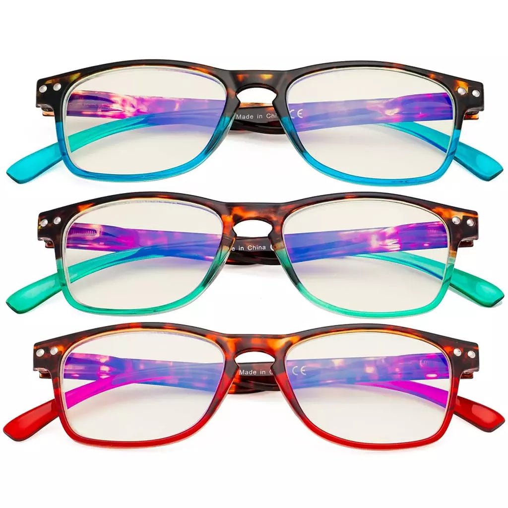3 Pack Stylish Design Blue Light Filter Reading Glasses UVR046Deyekeeper.com