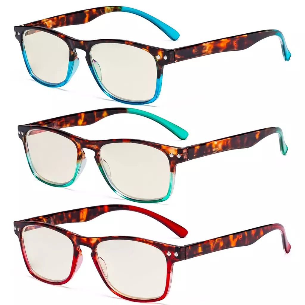 3 Pack Stylish Design Blue Light Filter Reading Glasses UVR046Deyekeeper.com
