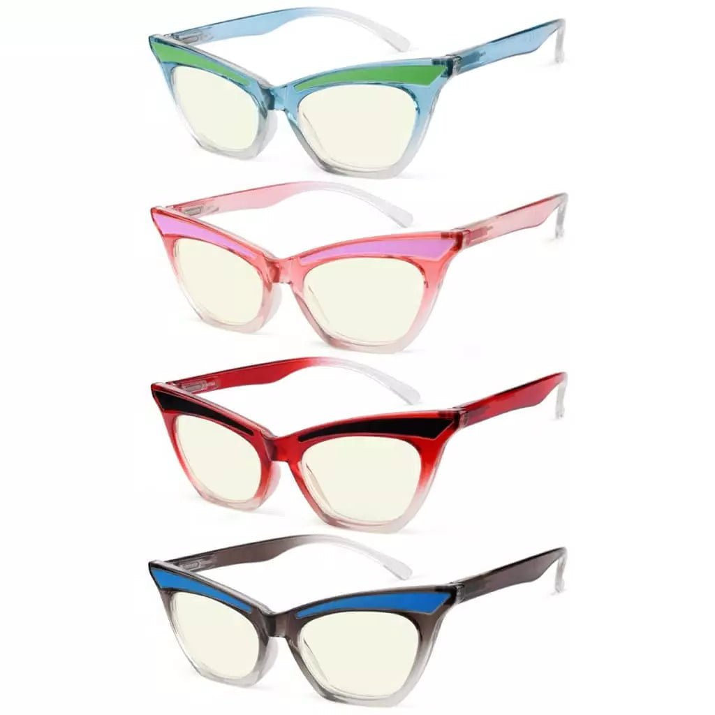 4 Pack Cat - eye Blue Light Filter Reading Glasses UV2132eyekeeper.com