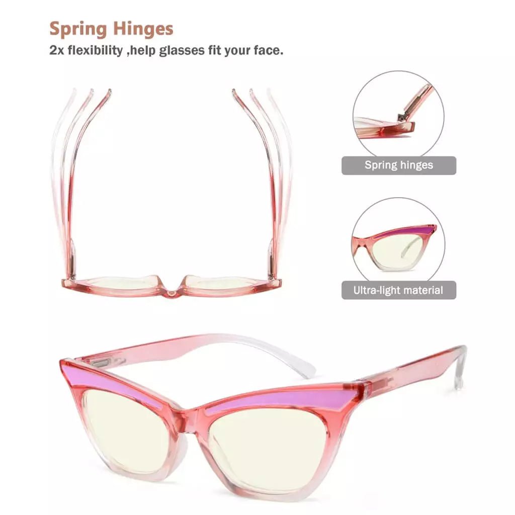 4 Pack Cat - eye Blue Light Filter Reading Glasses UV2132eyekeeper.com
