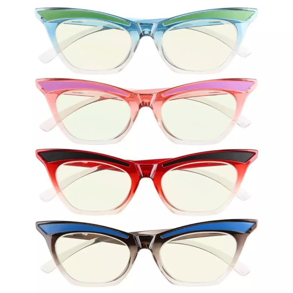 4 Pack Cat - eye Blue Light Filter Reading Glasses UV2132eyekeeper.com