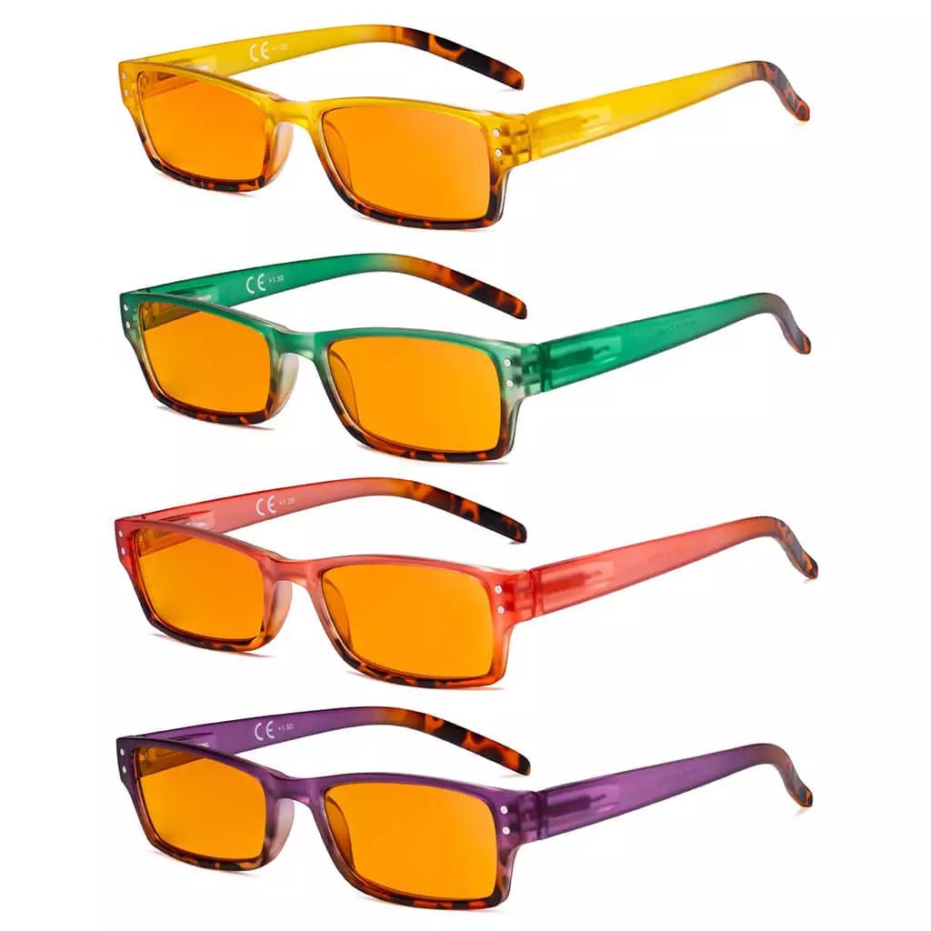 4 Pack Fashion Blue Light Blocking Reading Glasses DS012Deyekeeper.com