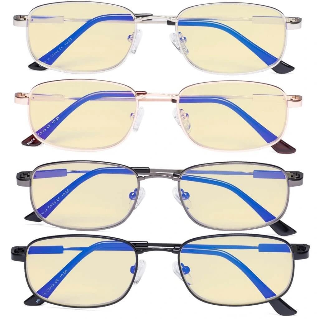 4 Pack Metal Blue Light Blocking Reading Glasses TMCG1703eyekeeper.com