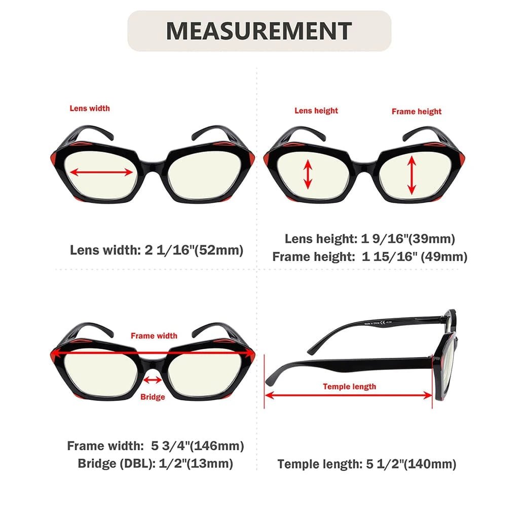 4 Pack Polygon Blue Light Filter Reading Glasses UV2129eyekeeper.com