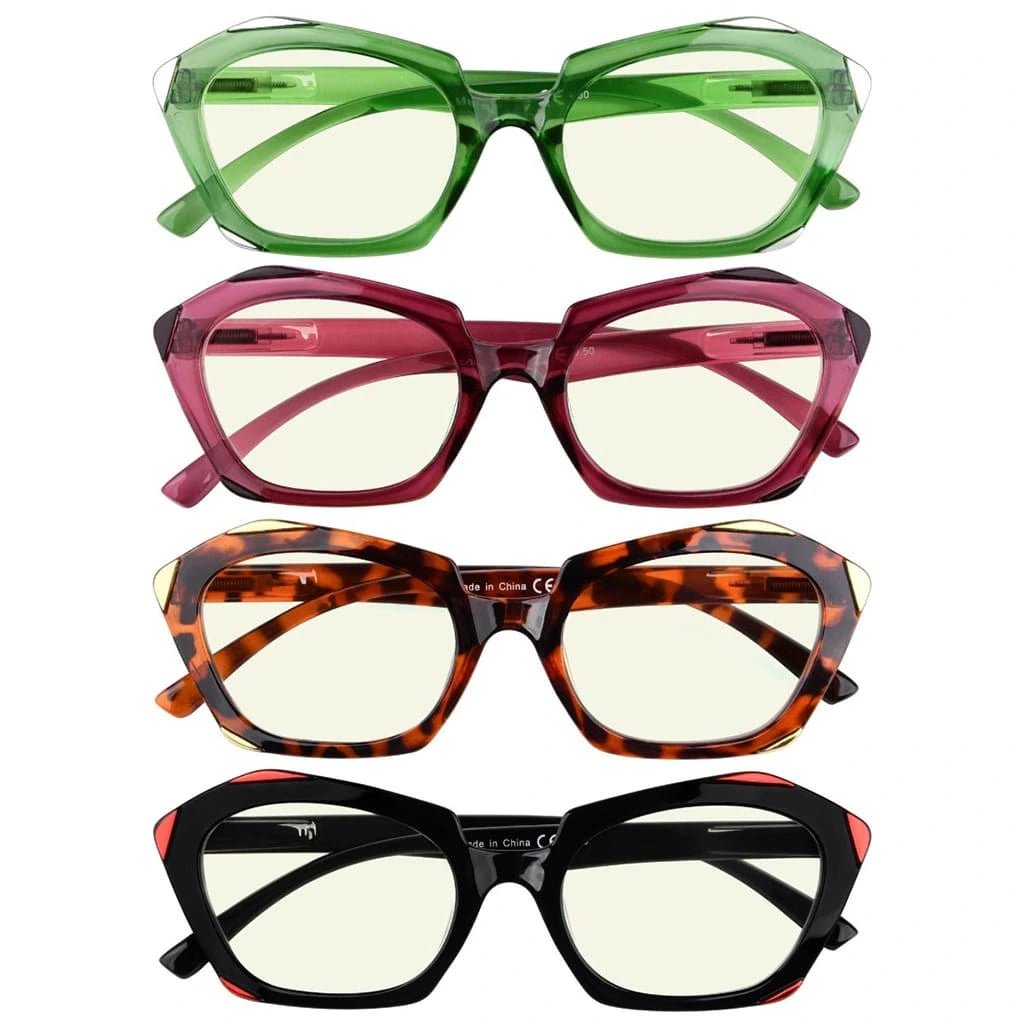 4 Pack Polygon Blue Light Filter Reading Glasses UV2129eyekeeper.com