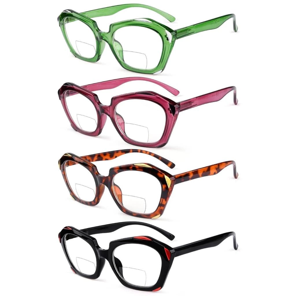 4 Pack Polygon Retro Bifocal Reading Glasses Edgy Readers BR2129eyekeeper.com