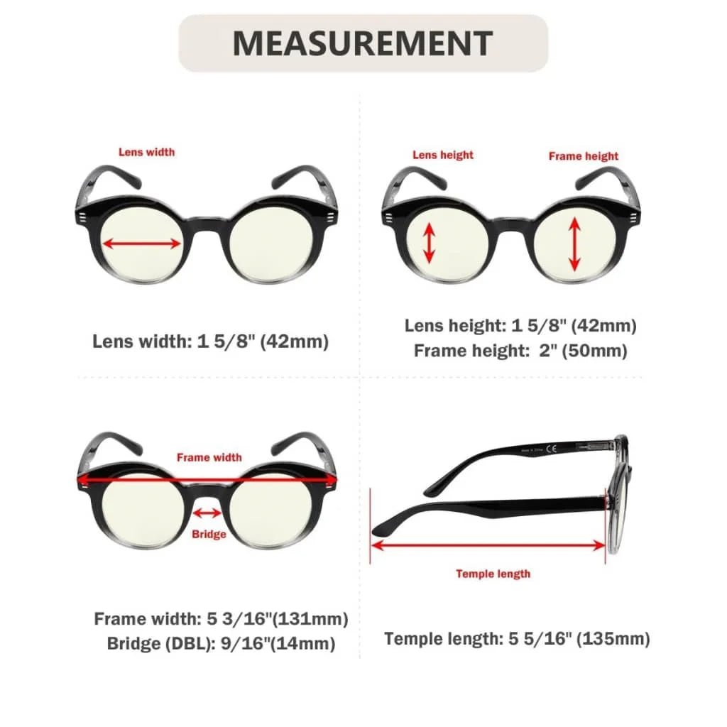 4 Pack Round Chic Blue Light Filter Reading Glasses UVR2032eyekeeper.com