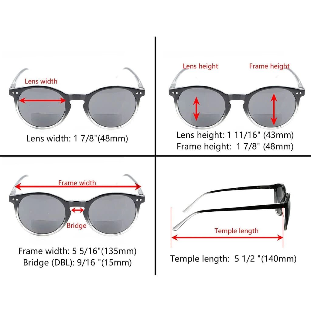 4 Pack Stylish Round Bifocal Reading Sunglasses S005eyekeeper.com