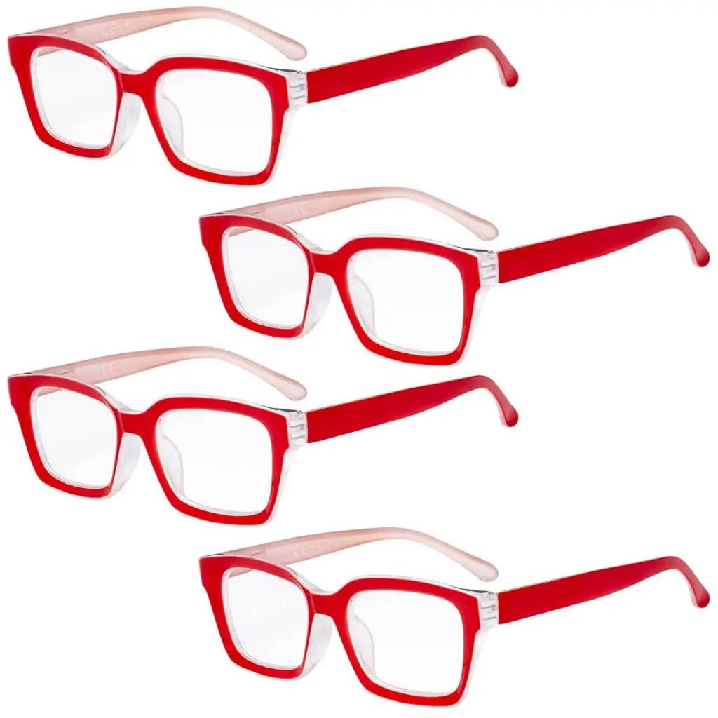 4 Pack Stylish Square Reading Glasses Thicker Frame Readers R9106 - Aeyekeeper.com