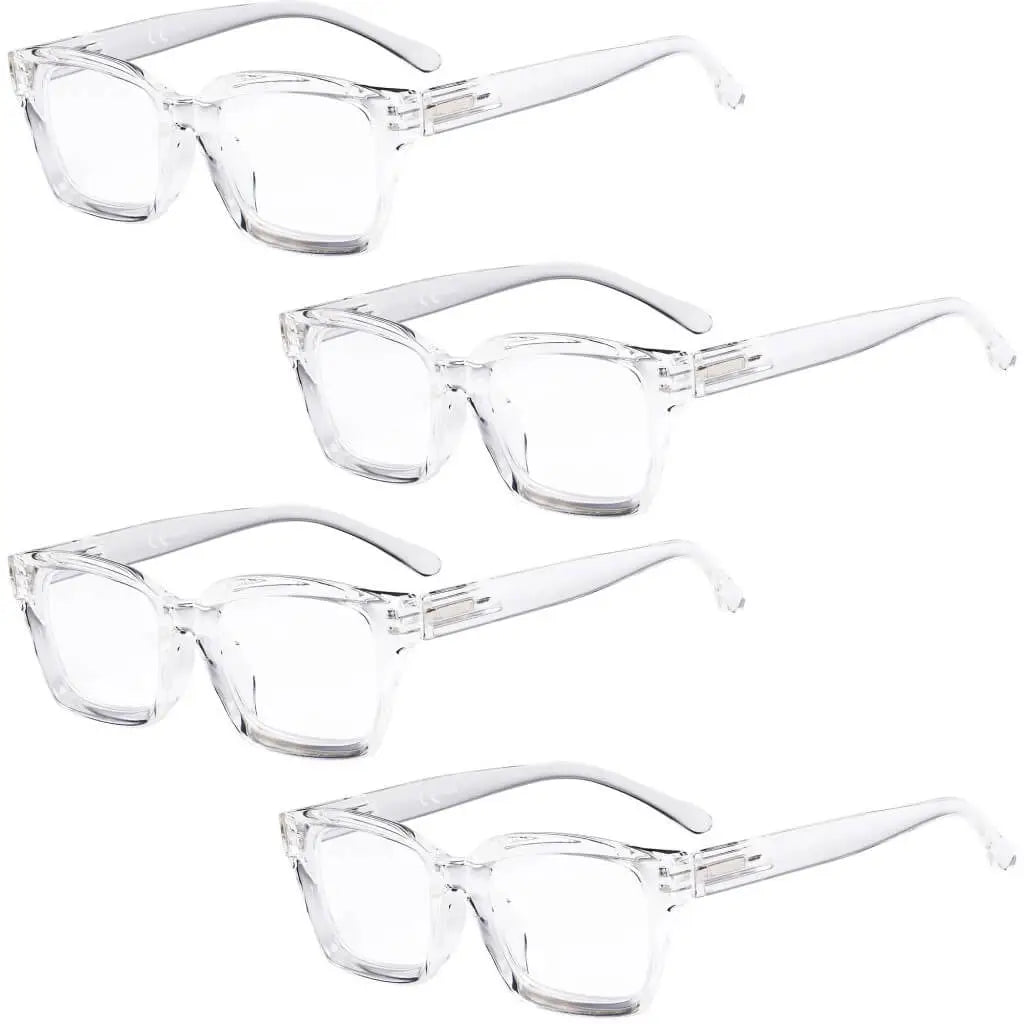 4 Pack Stylish Square Reading Glasses Thicker Frame Readers R9106 - Aeyekeeper.com