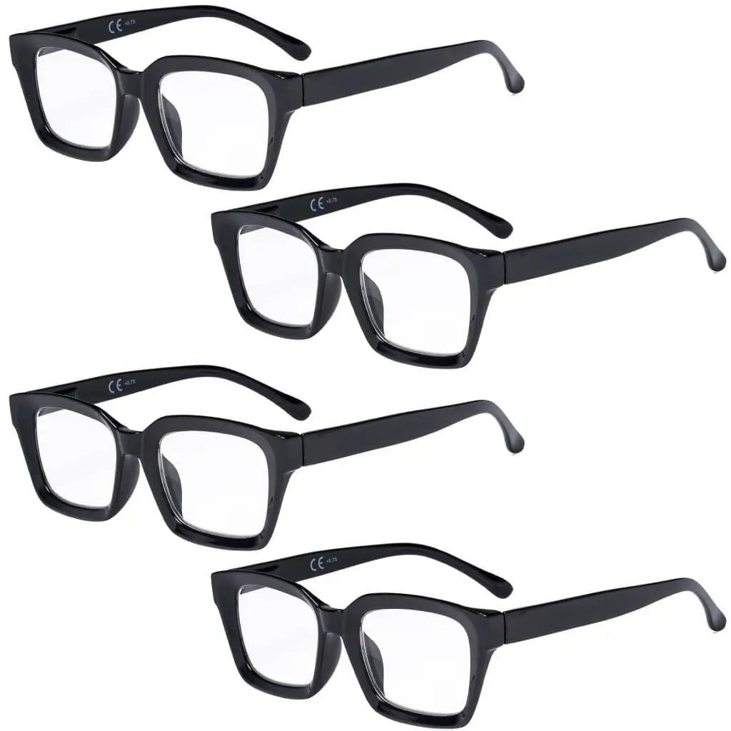 4 Pack Stylish Square Reading Glasses Thicker Frame Readers R9106 - Aeyekeeper.com