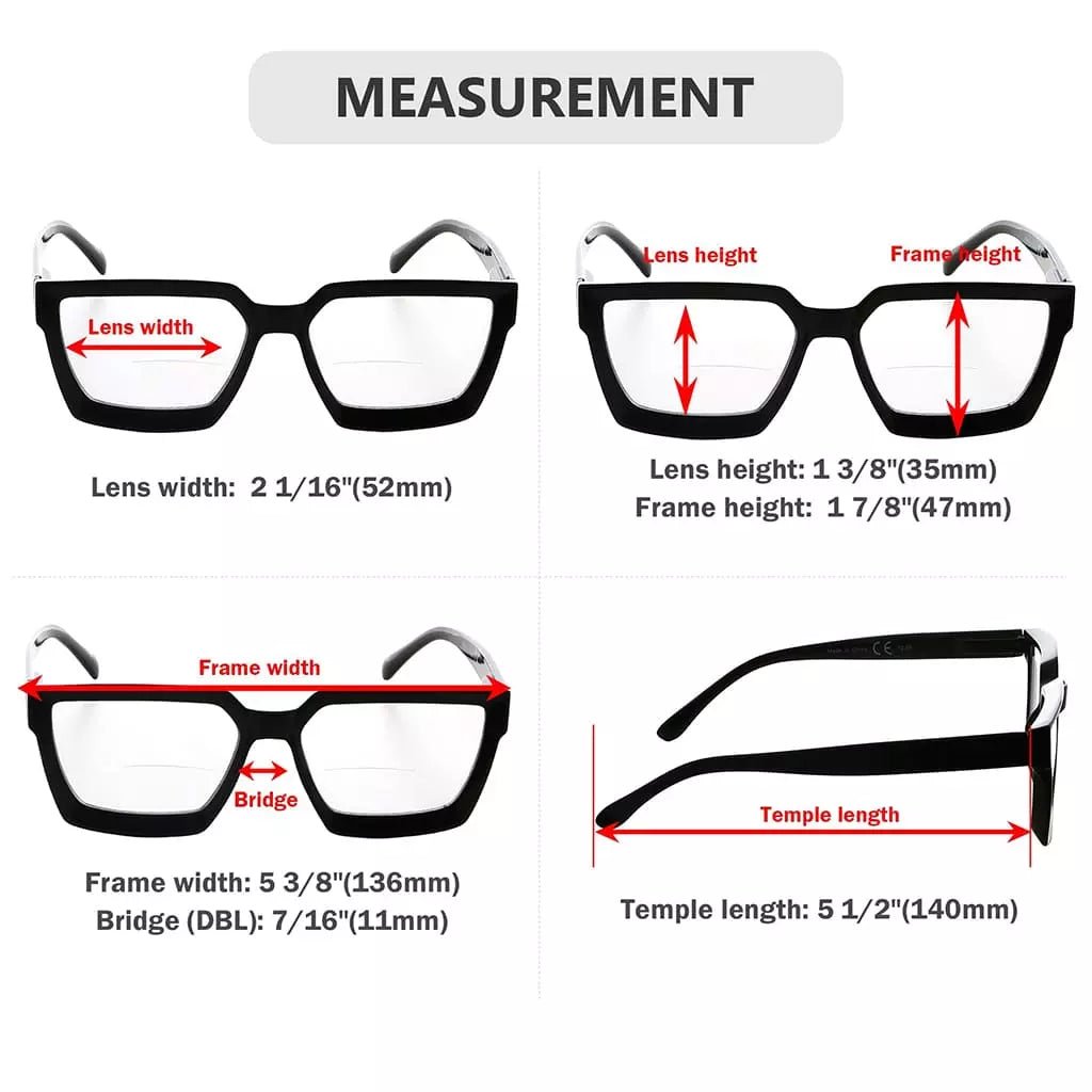 4 Pack Thicker Frame Bifocal Reading Glasses BR2003eyekeeper.com