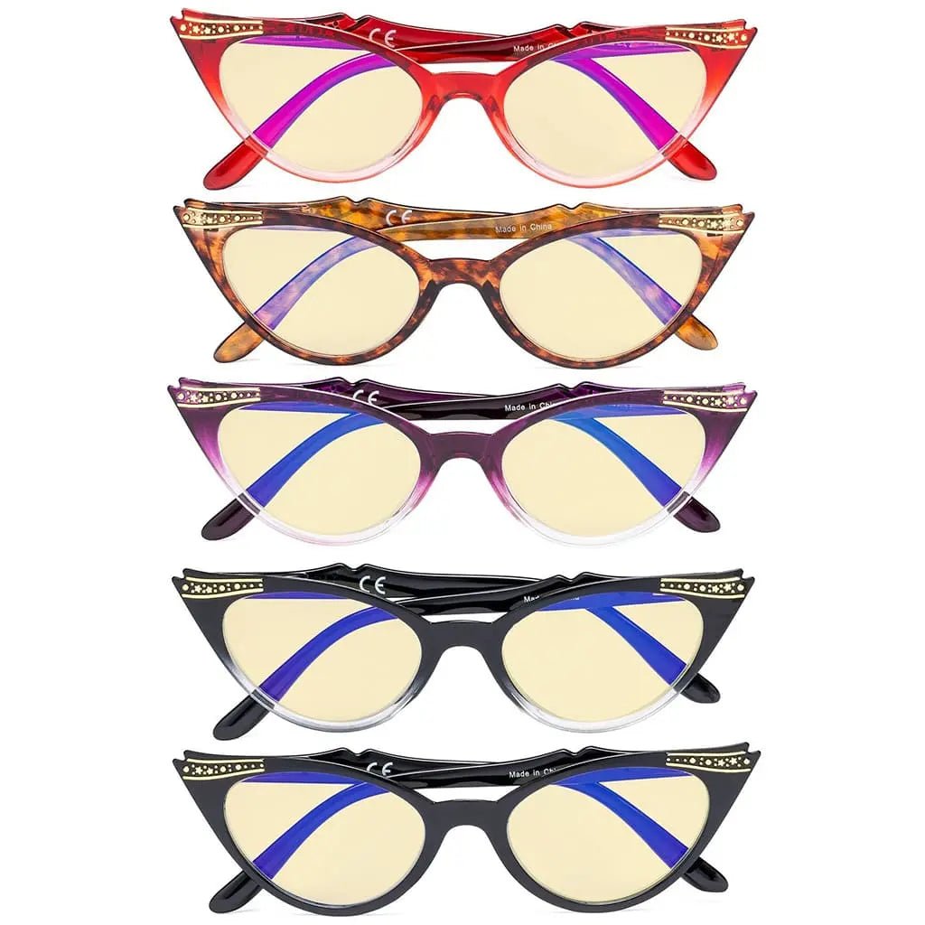 5 Pack Cat - eye Blue Light Blocking Eyeglasses TM914eyekeeper.com