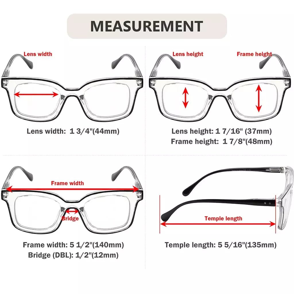 5 Pack Chic Double Color Reading Glasses Square Readers R2105eyekeeper.com