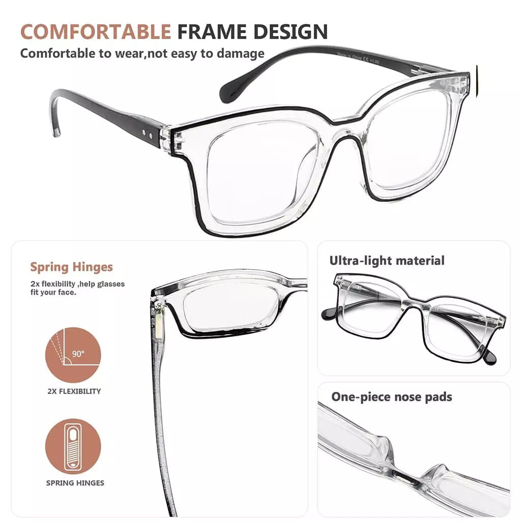 5 Pack Chic Double Color Reading Glasses Square Readers R2105eyekeeper.com