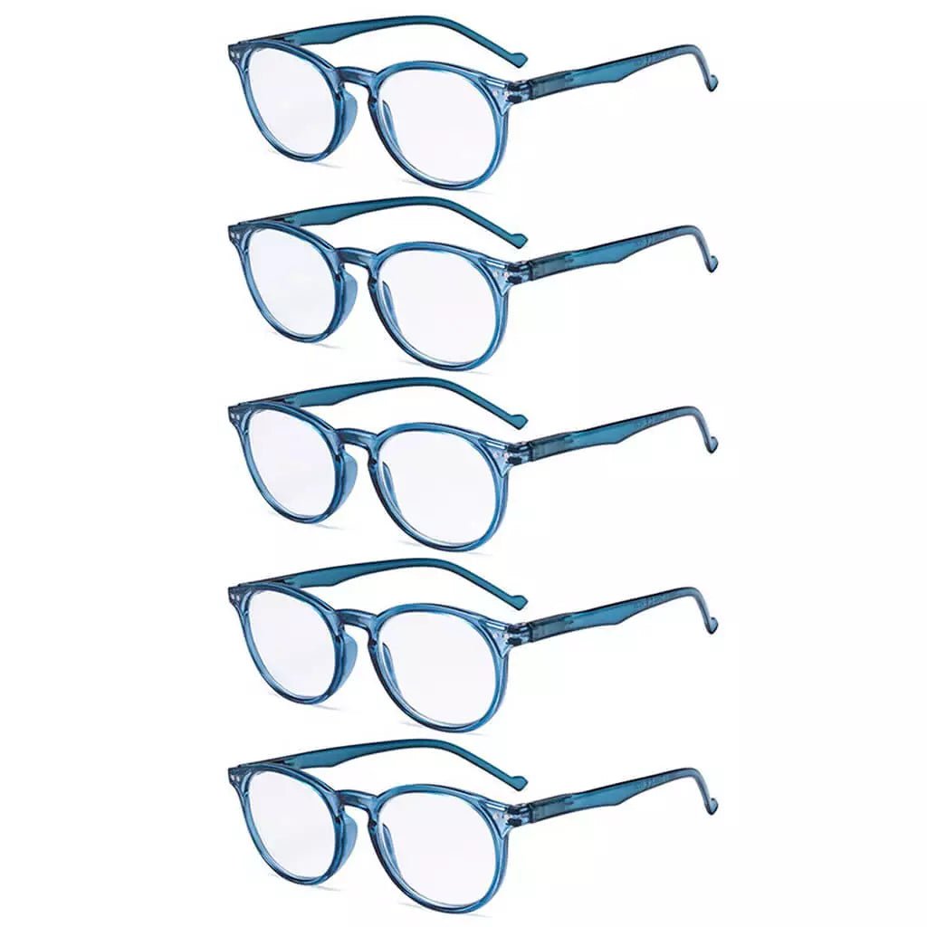 5 Pack Retro Oval Reading Glasses Include Sunglasses R071eyekeeper.com