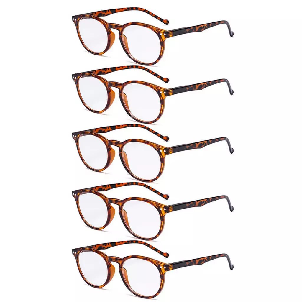 5 Pack Retro Oval Reading Glasses Include Sunglasses R071eyekeeper.com