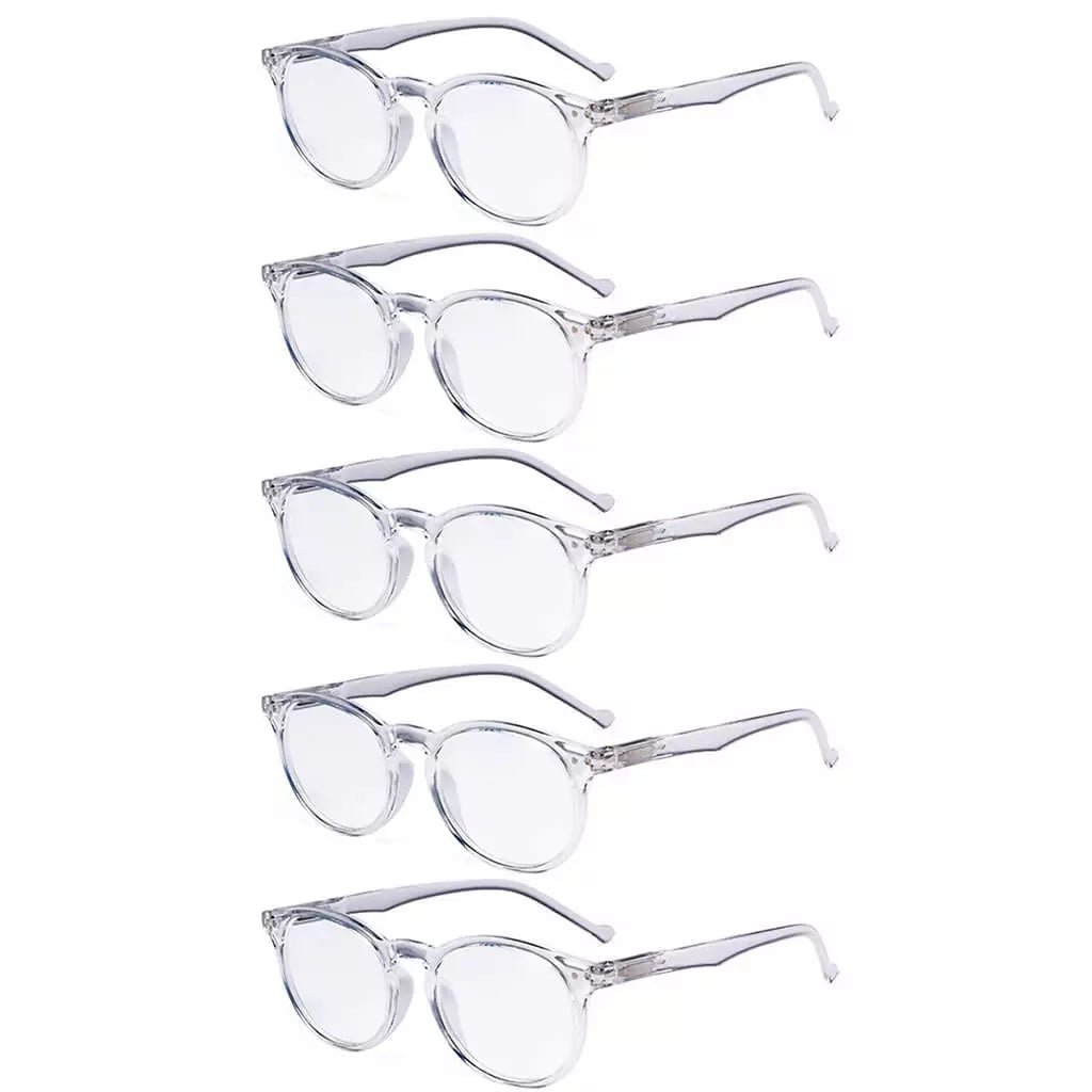 5 Pack Retro Oval Reading Glasses Include Sunglasses R071eyekeeper.com