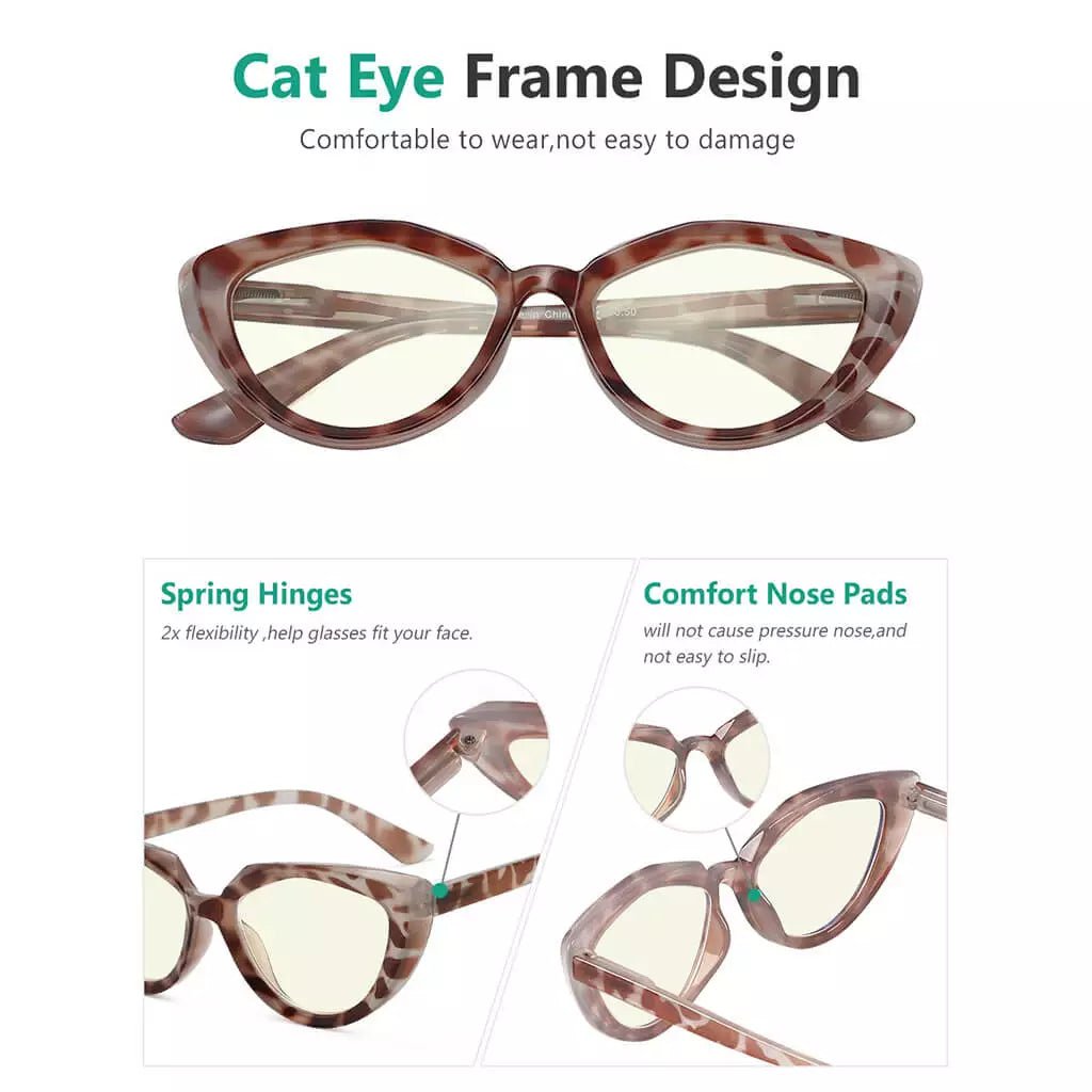 5 Pack Trendy Cat - eye Blue Light Filter Reading Glasses UV2137eyekeeper.com
