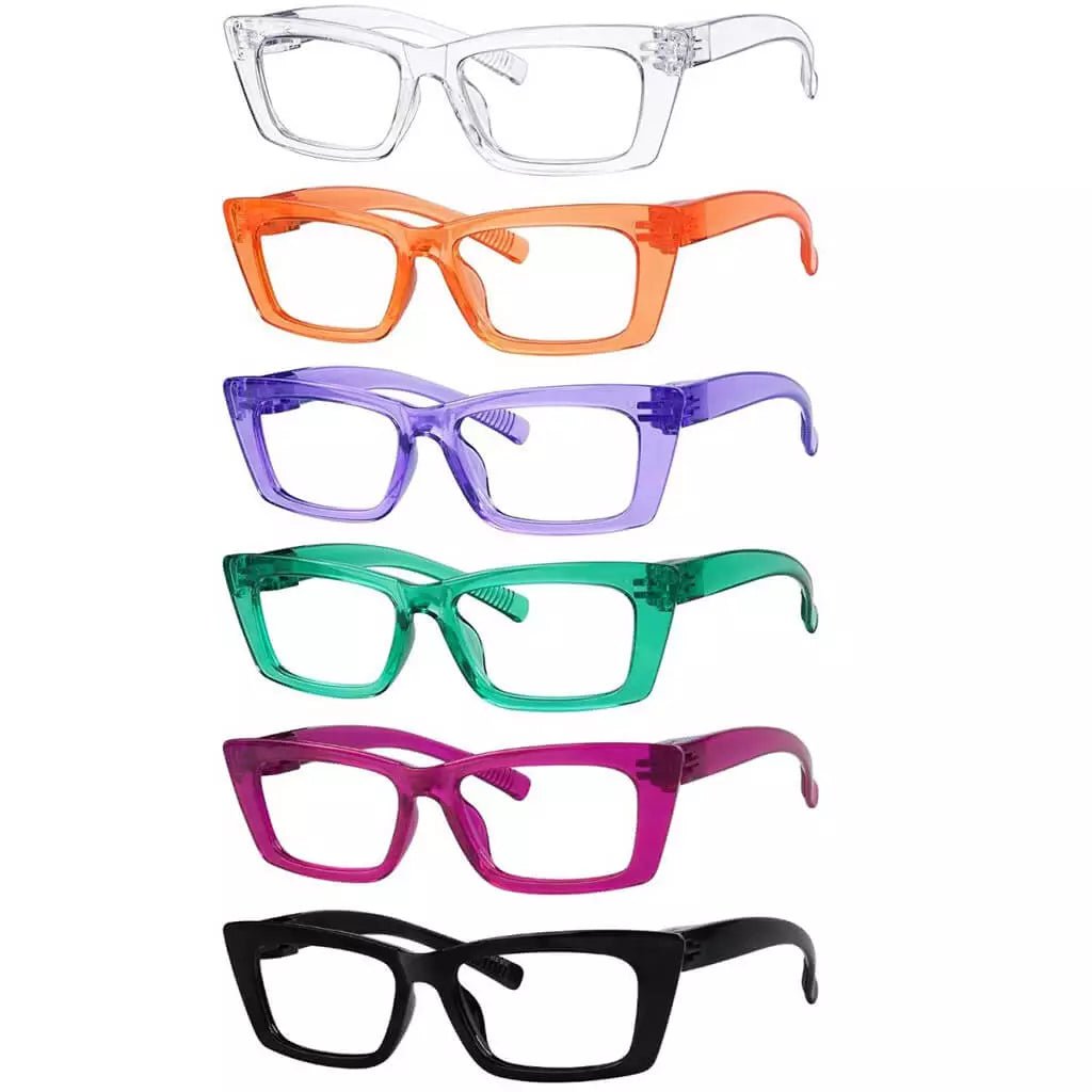 6 Pack Sleek Cat - eye Screwless Metalless Reading Glasses NR2501eyekeeper.com