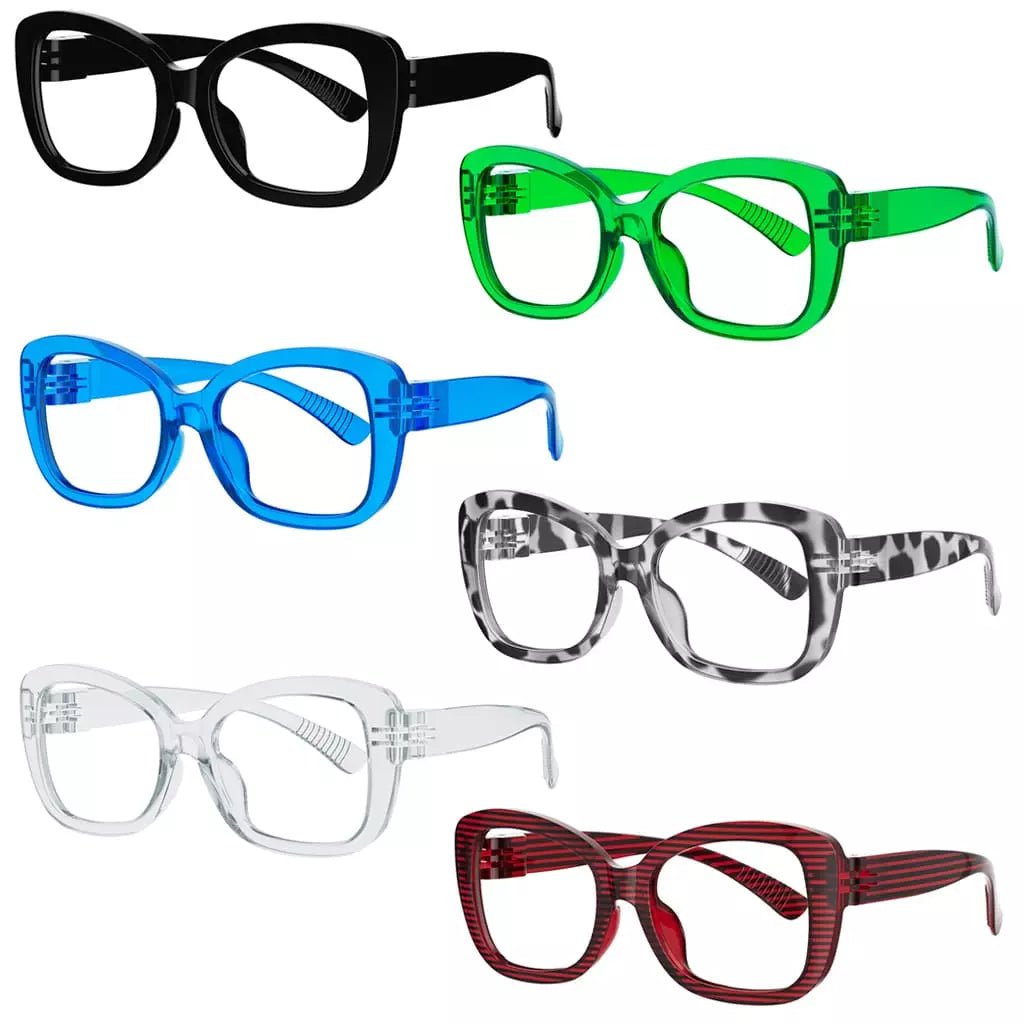 6 Pack Stylish Metalless Screwless Spring Hinges Reading Glasses NR2011eyekeeper.com