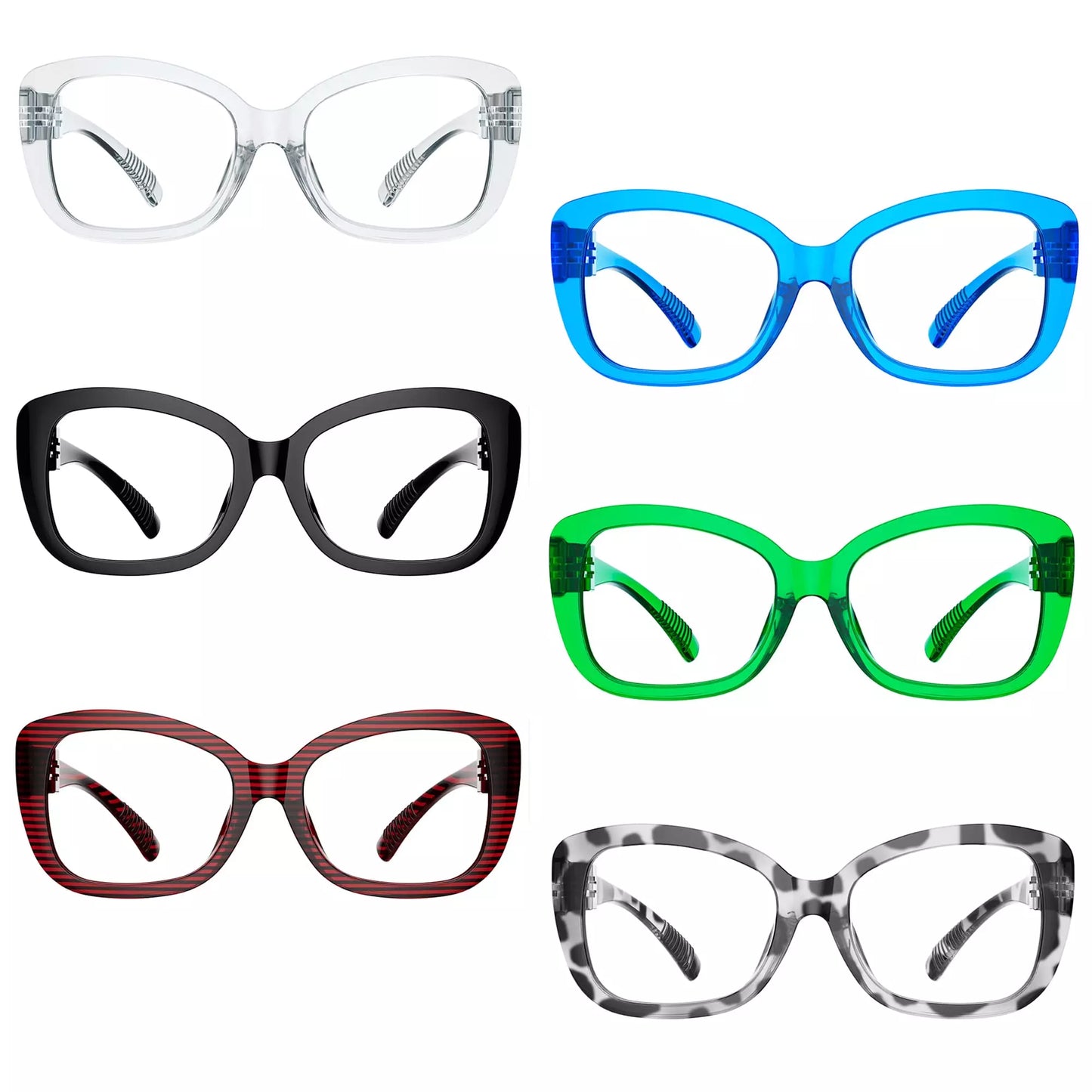 6er Pack stilvolle metalllose schraubenlose Federscharniere Lesebrille NR2011