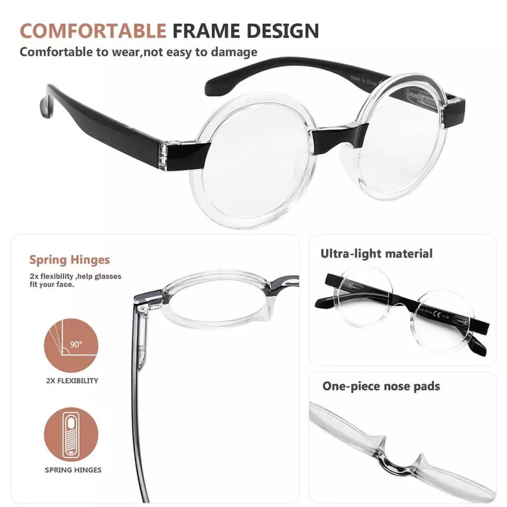 Round Vintage Cute Reading Glasses Retro Design Readers R2007Teyekeeper.com