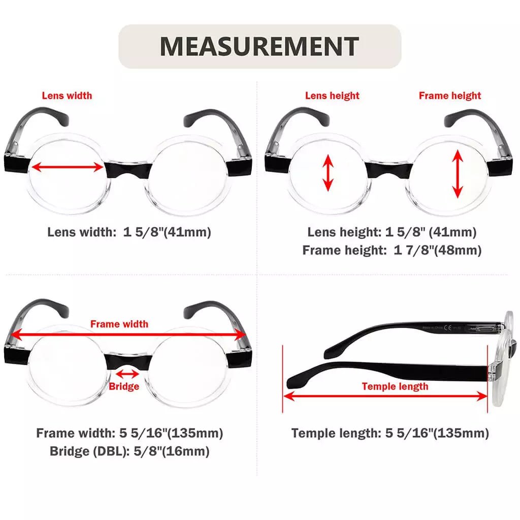 Round Vintage Cute Reading Glasses Retro Design Readers R2007Teyekeeper.com