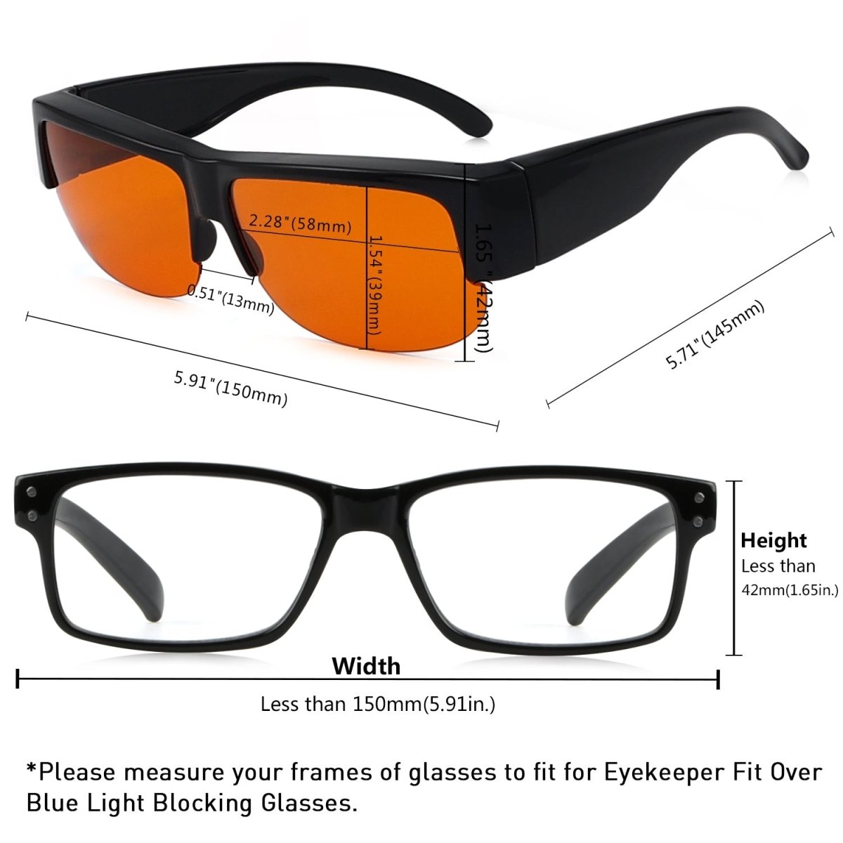 Fit Over Glasses Blue Light Blocking Men Women DSXM1803-Aeyekeeper.com