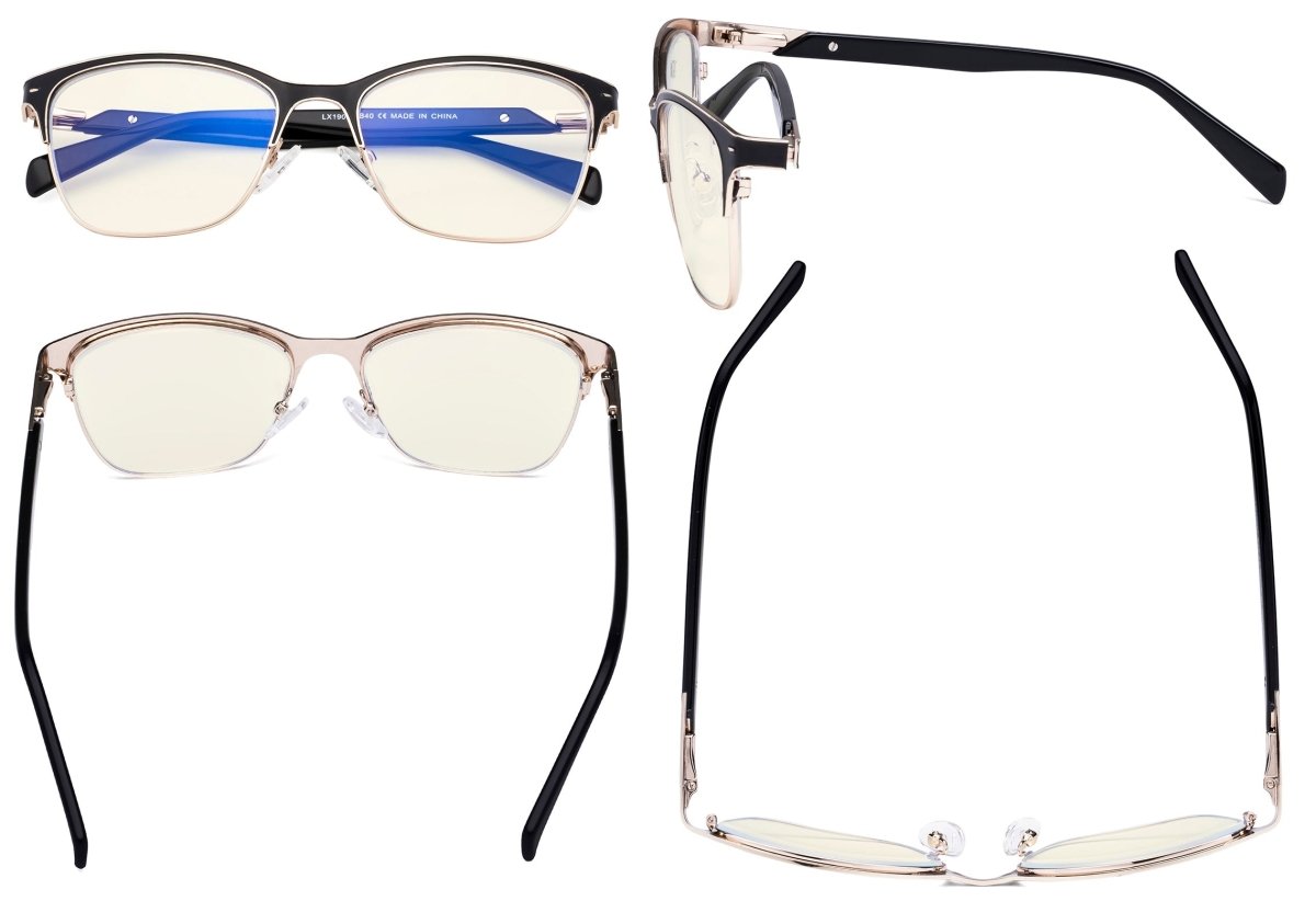 Semi-rimless Blue Light Filter Eyeglasses Women LX19037-BB40eyekeeper.com