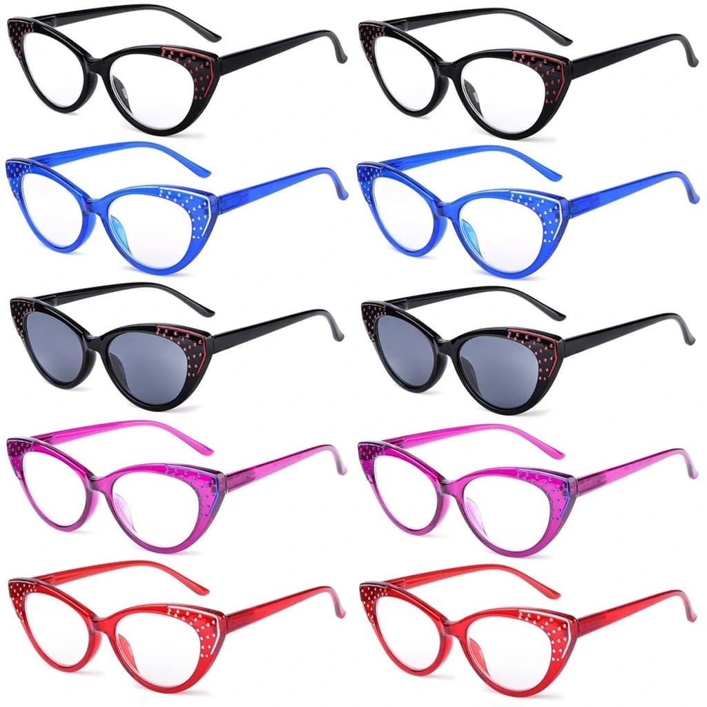 10 Pack Cat - eye Reading Glasses Cute Readers R2115eyekeeper.com