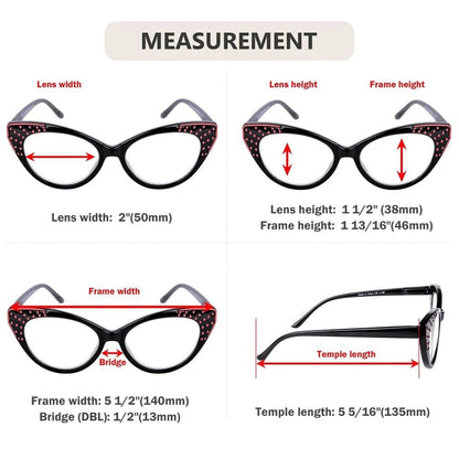 10 Pack Cat - eye Reading Glasses Cute Readers R2115eyekeeper.com