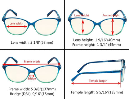 10 Pack Cat Eye Two - tone Blue Light Filter Readers UVRFH2eyekeeper.com