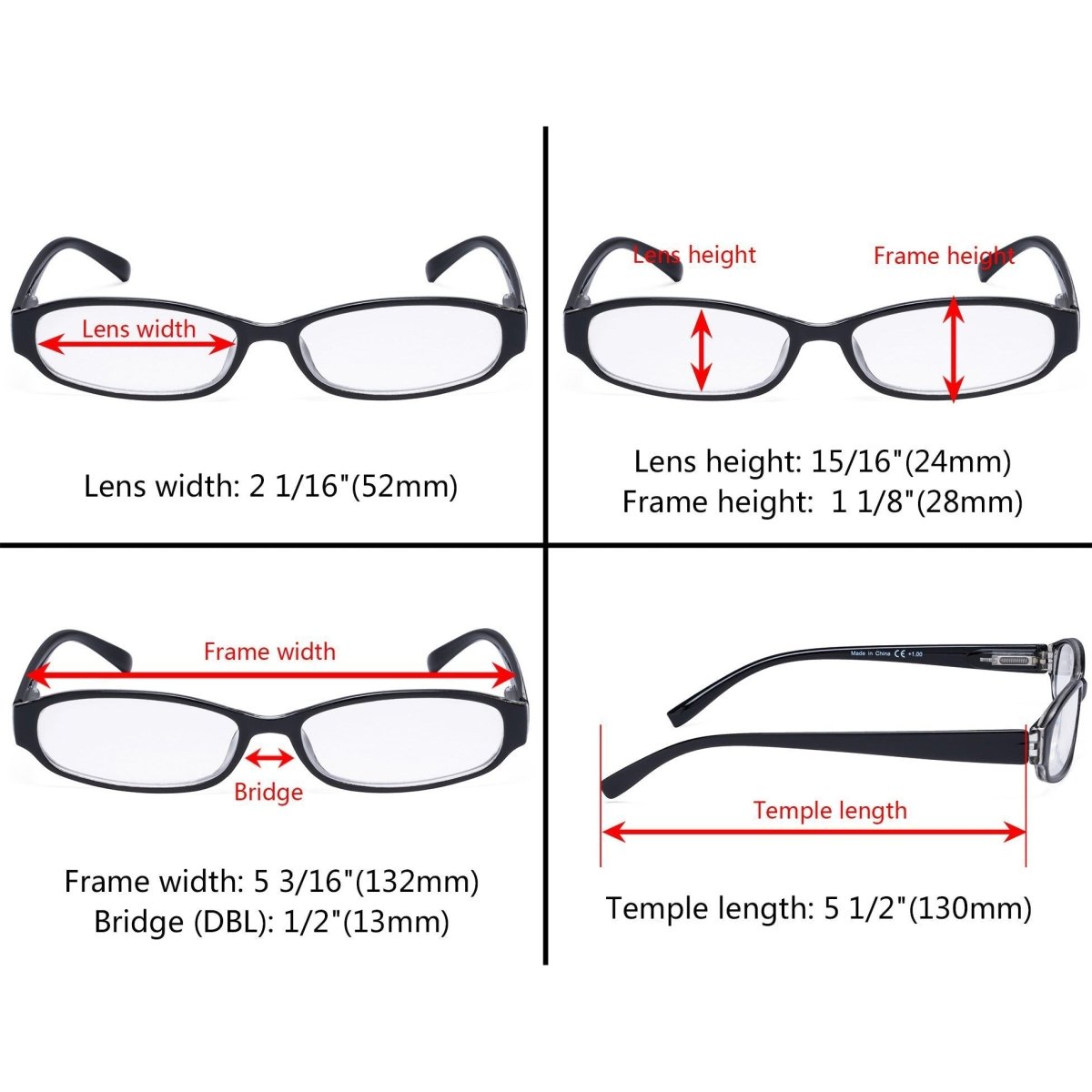 10 Pack Classic Reading Glasses Narrow Frame Small Readers R9104Keyekeeper.com