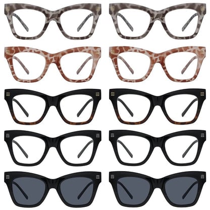 10 Pack Fashionable Cat - eye Reading Glasses R2111eyekeeper.com