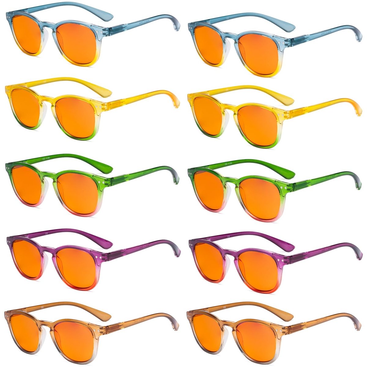 10 Pack Orange Tinted Blue Light Blocking Reading Glasses Computer Readers DS144eyekeeper.com