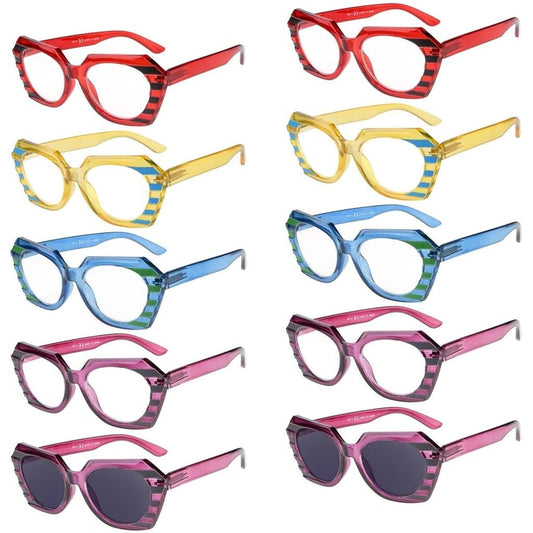 10 Pack Oversized Cat Eye Reading Glasses Funky Readers R2135eyekeeper.com