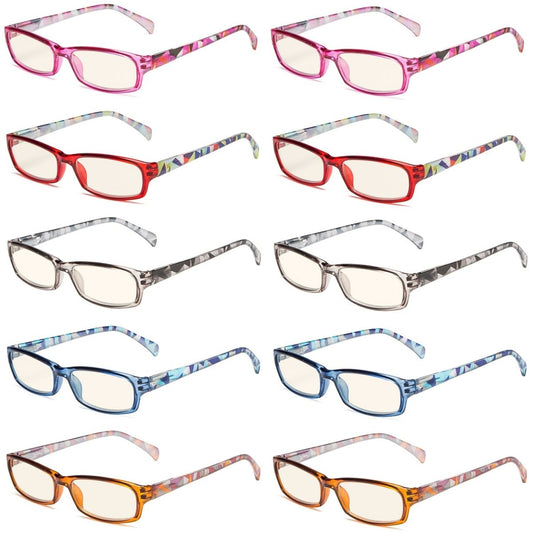 10 Pack Pattern Design Blue Light Filter Reading Glasses UVRT1803eyekeeper.com