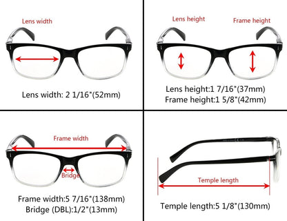 10 Pack Rectangle Designer Reading Glasses Classic Readers R150eyekeeper.com