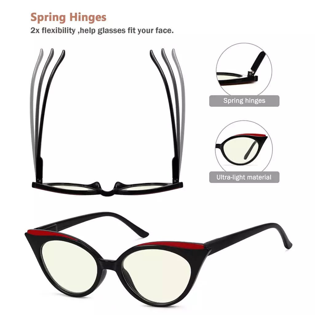 10 Pack Stylish Cat - eye Blue Light Filter Reading Glasses UV2125eyekeeper.com