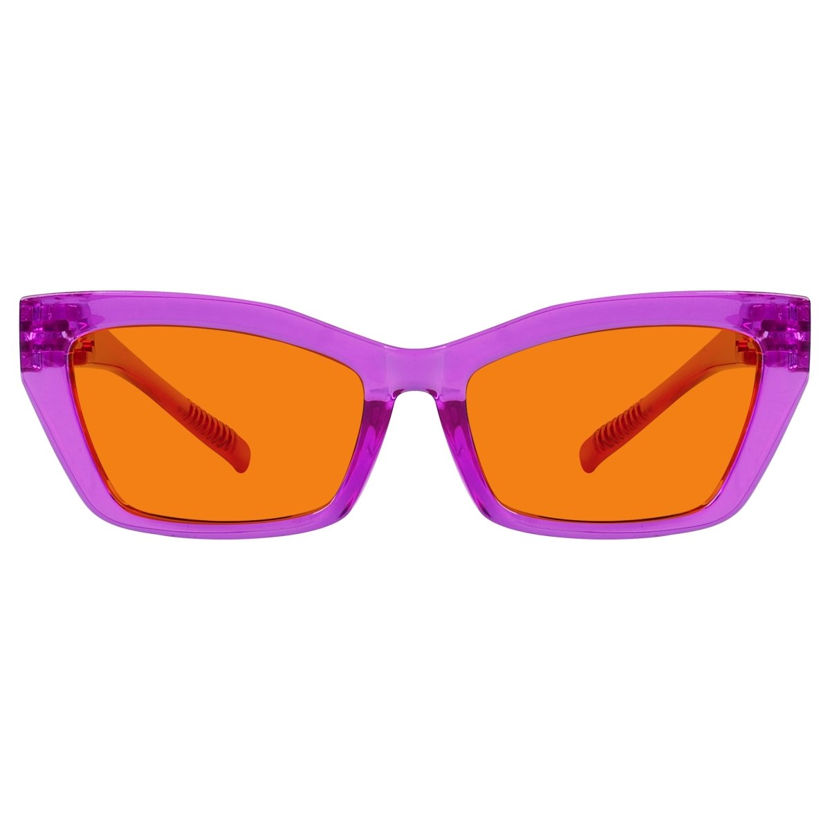 100% Blue Blocking Glasses Orange Lens Cat - eye Metalless Screwless R2516 - B98eyekeeper.com