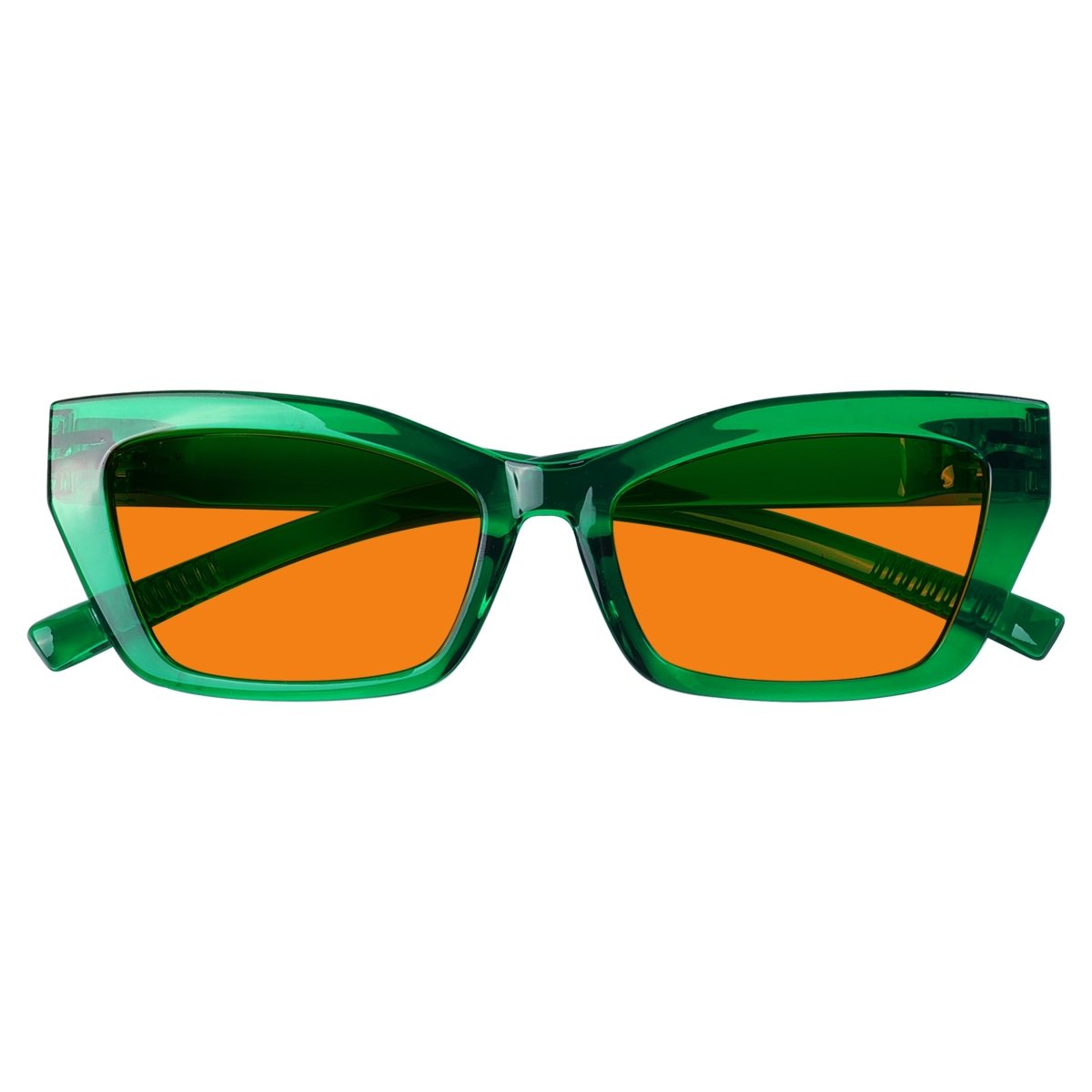 100% Blue Blocking Glasses Orange Lens Cat - eye Metalless Screwless R2516 - B98eyekeeper.com