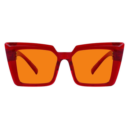 100% Blue Blocking Glasses Oversize Orange Lens Cat - eye Metalless Screwless Eyewear NR2141 - B98eyekeeper.com