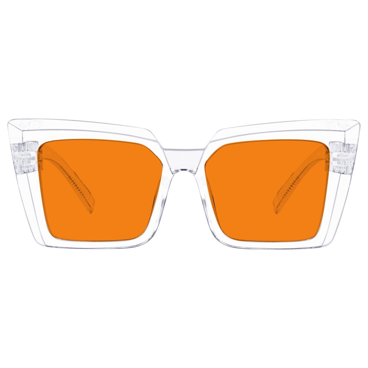 100% Blue Blocking Glasses Oversize Orange Lens Cat - eye Metalless Screwless Eyewear NR2141 - B98eyekeeper.com