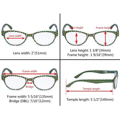 12 Pack Cat - eye Reading Glasses Polka Dot Design Readers R074Peyekeeper.com