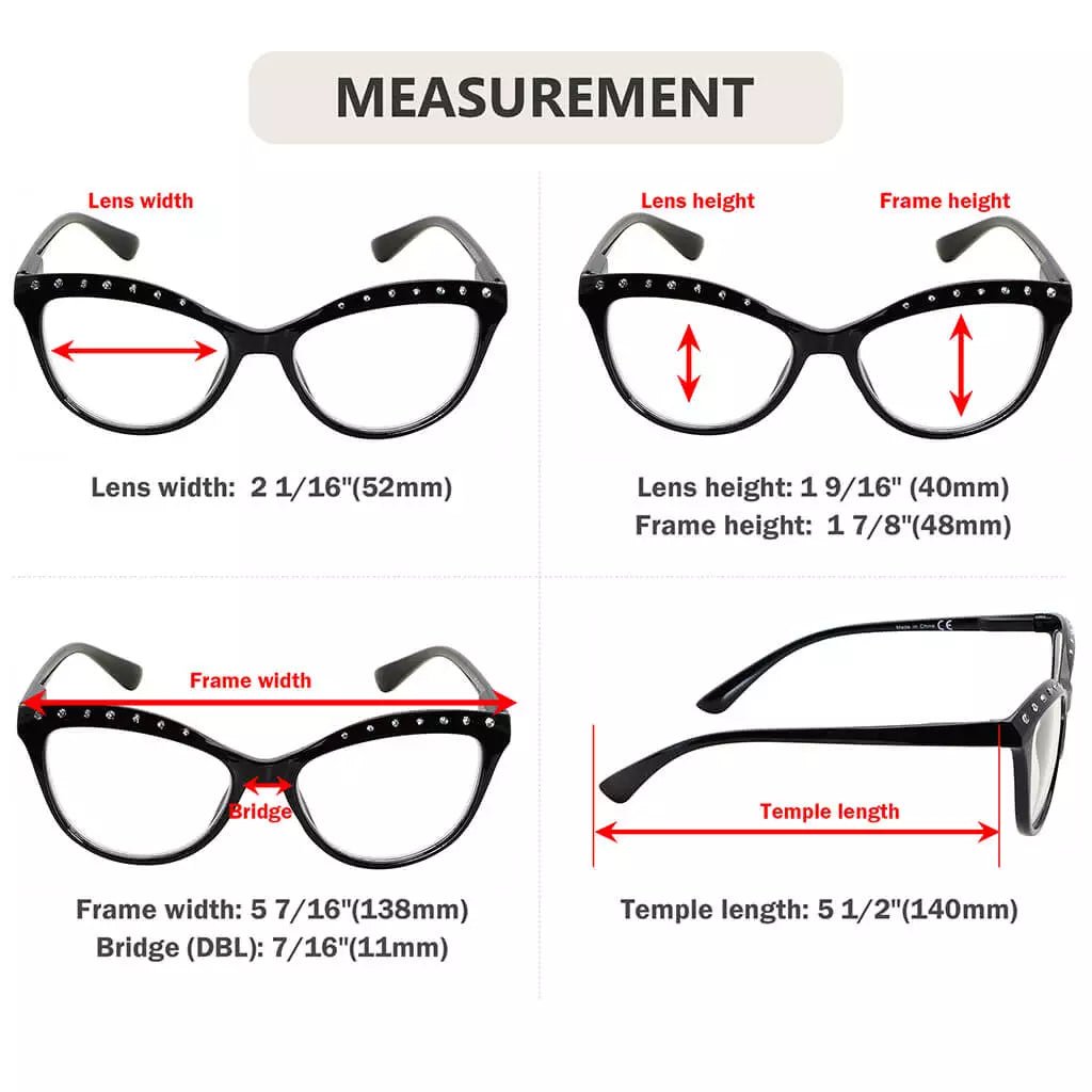 12 Pack Cat - eye Reading Glasses Rhinestone Design Readers R2001eyekeeper.com