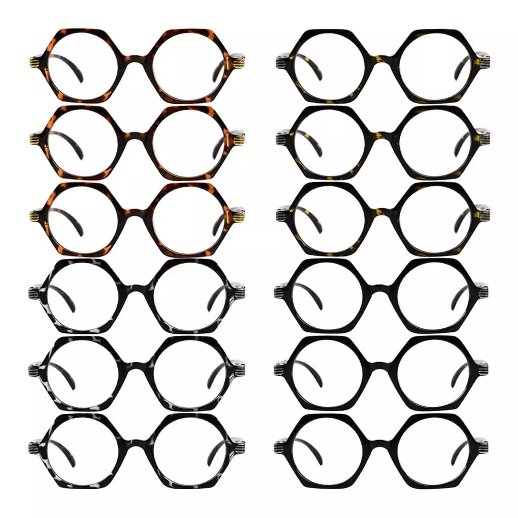 12 Pack Irregular Hexagon Reading Glasses Small Readers R2009eyekeeper.com