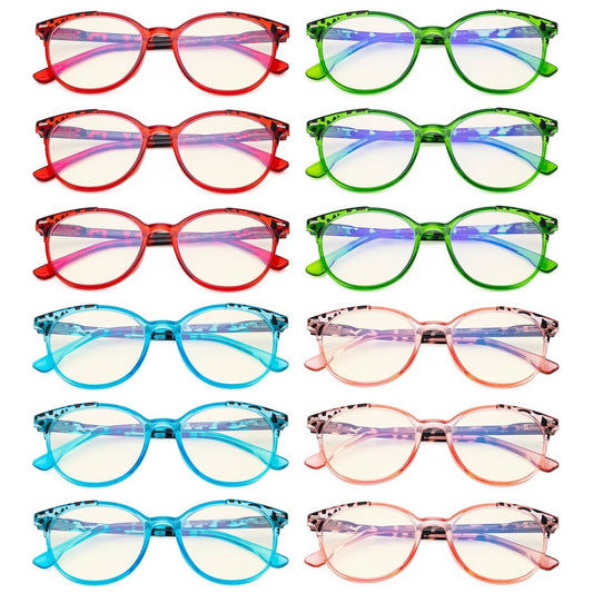 12 Pack Ladies Pattern Design Blue Light Blocking Reading Glasses UVR9002Deyekeeper.com